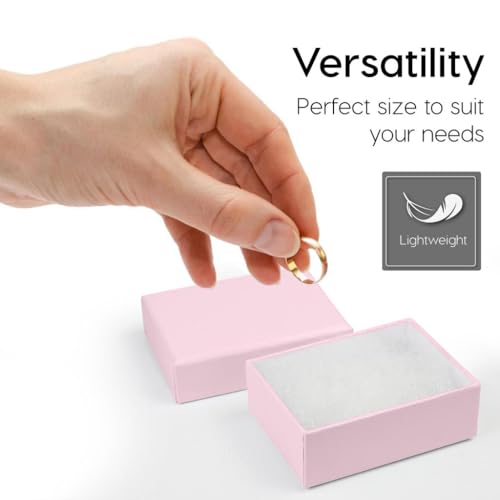 BULK PARADISE 6 Pack Cotton Fill Pink Cardboard Paper Jewelry Box Gift Size 3.08 x 2.28 x 1.1 Inches Perfect for Small Gifts - color: Pink