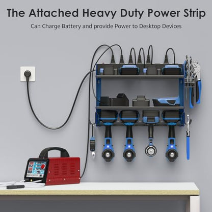 CCCEI Wall Mount Modular Tool Charging Organizer, Blue, 1 Pack, 3 Tier. - color: Blue