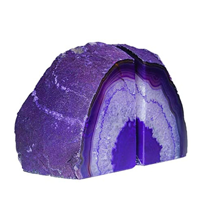 AMOYSTONE Purple Agate Bookends, Heavy Book Stoppers for Large Hardcover - color: Purple, size: 6-8 Pounds
