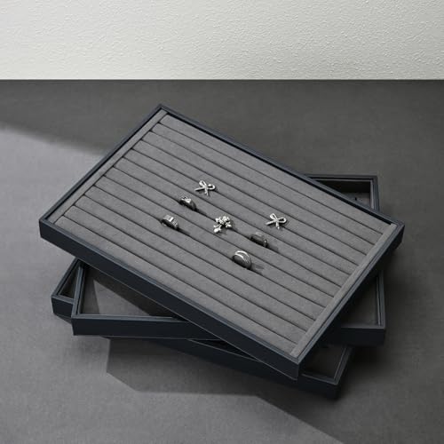 Grey Microfiber Ring Jewelry Display Organizer Tray - size: 11 Slot
