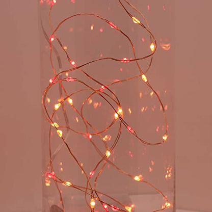 QBIS Christmas Lights Battery Operated, Red & Orange, 40 Micro LEDs 6.5ft - size: 1PK-40 Red,Orange