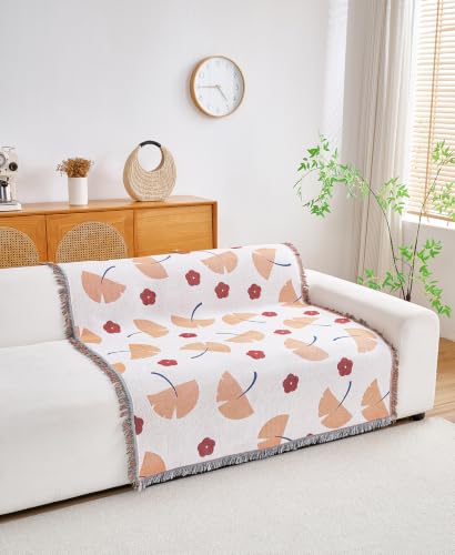 Erke Boho Throw Blanket Cushion Cover Sheet Blanket Chair Recliner Cover Rug Hanging Tapestry Furniture Slipcover (Ginkgo Leaf, 50" X 70") - color: Ginkgo Leaf