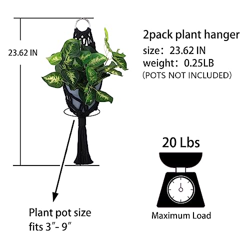 Artilady Macrame Plant Hanger Black, Boho Hanging Planter for Indoor Plants - color: Black a