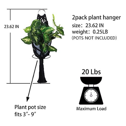 Artilady Macrame Plant Hanger Black, Boho Hanging Planter for Indoor Plants - color: Black a