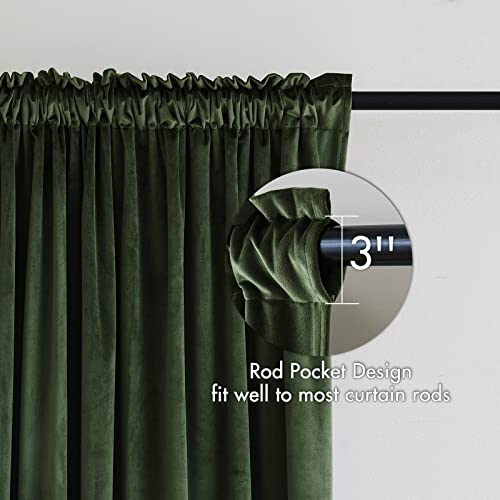 MIULEE Olive Green Blackout Velvet Curtains Drapes 63 Inch Long 52"x63" - color: Olive Green, size: 52"W x 63"L (Pack of 2)