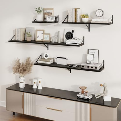 Axeman 20 Inch Floating Shelves, 10 Inch Deep Black Wall Shelves Set of 2 - color: Black, size: 20W x 10D