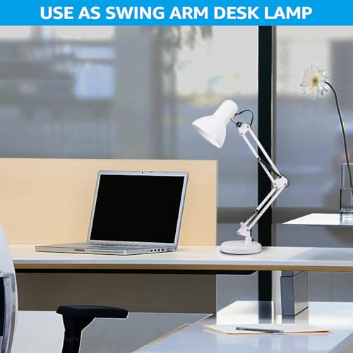 TORCHSTAR Metal Desk Lamp, Adjustable Swing Arm, E26, White (Pack of 2) - color: White, size: 1 Unit (Pack of 2)