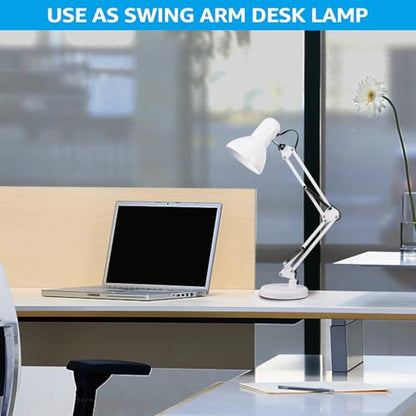TORCHSTAR Metal Desk Lamp, Adjustable Swing Arm, E26, White (Pack of 2) - color: White, size: 1 Unit (Pack of 2)