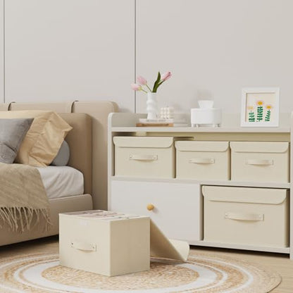 Cloth Storage Baskets with Handles,Beige 13x9.1x7.9in,5 Pack - color: Beige, size: 13x9.1x7.9in(5-pack)