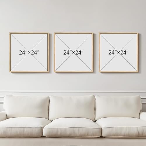 Large Framed 3 Piece Neutral Abstract Wall Art for Living Room, 24x24 In - color: Beige & Brown & Tan, size: 24x24" (3 Pieces)