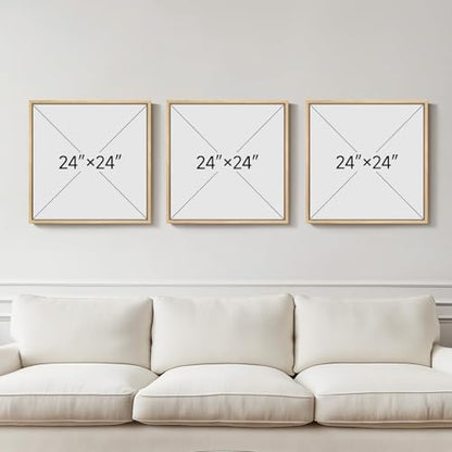 Large Framed 3 Piece Neutral Abstract Wall Art for Living Room, 24x24 In - color: Beige & Brown & Tan, size: 24x24" (3 Pieces)