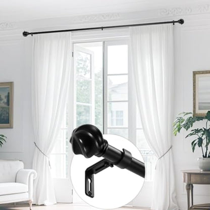 LLPJS Curtain Rods 16-76", 1 in Adjustable Black Rod with Finials, 1 Pack - color: Black, size: 16" to 76" - 1 pack