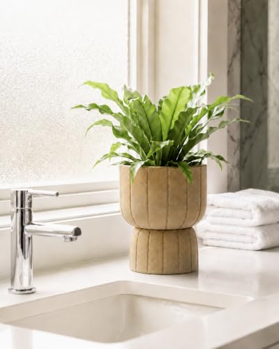 Self Watering Pots for Indoor Plants, 6 Inch Ceramic African Violet Pot - color: Yellow 6"