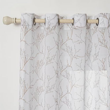 MYSKY HOME Brown Sheer Curtains 84 inches Long for Bedroom Living Room - color: B-brown, size: 52"W x 84"L (Pack of 2)
