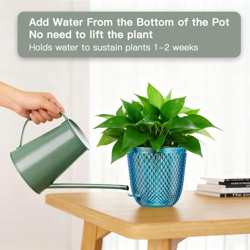QCQHDU 2 Pack Self Watering Pots, 5.7 Inch, with Drainage Holes, Klein Blue - color: Klein Blue, size: 5.7in