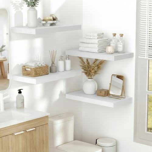 Vivelove 10 in Deep Floating Shelves 16” Set of 2, White - color: White, size: 15.7”wx10.2”dx1.5”h