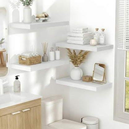Vivelove 10 in Deep Floating Shelves 16” Set of 2, White - color: White, size: 15.7”wx10.2”dx1.5”h