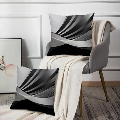 Emvency Throw Pillow Covers Set of 2, 18 x 18 Inch, Abstract Stripes Retro - color: Black and Grey 3, size: 18" x 18" (Pack of 2)