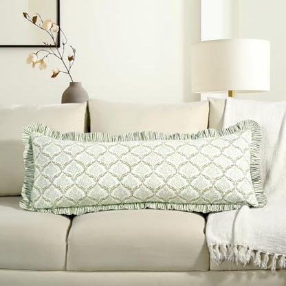 CPC Fern Regal Block Print Ruffle Sham Pillow Cover 14x36 Inch, Pack of 1 - color: Fern Regal, size: 36" x 14" (Pack of 1)