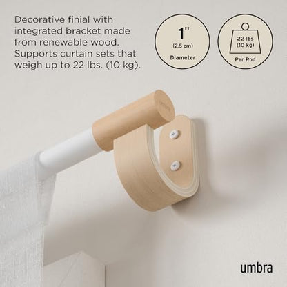 Umbra Bellwood Curtain Rod, Adjustable, 42 to 120 Inches, White/Natural - color: White/Natural