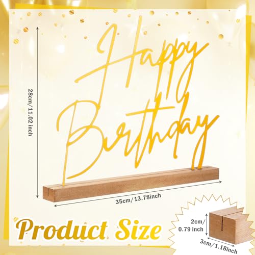 Yaocom Happy Birthday Table Sign Gold Metal Birthday Centerpiece 13.78" - style: Birthday