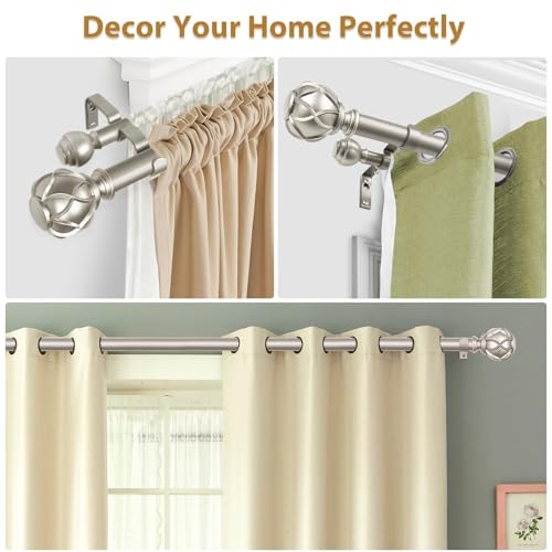 KAMANINA Double Curtain Rod 36 to 72 Inch, Adjustable Rods, Champagne Gold - color: Champagne Gold, size: 36-72"