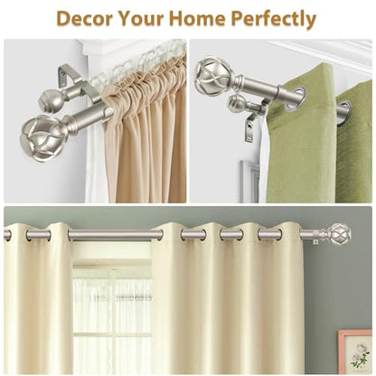 KAMANINA Double Curtain Rod 36 to 72 Inch, Adjustable Rods, Champagne Gold - color: Champagne Gold, size: 36-72"