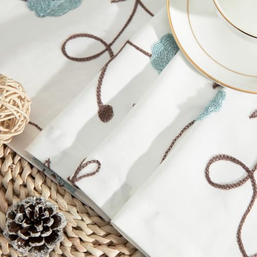 VOGOL Blue Floral Embroidered Valance, Country Style, 60 x 18, 1 Panel - color: Blue, size: 60"W x 18"L (Pack of 1)