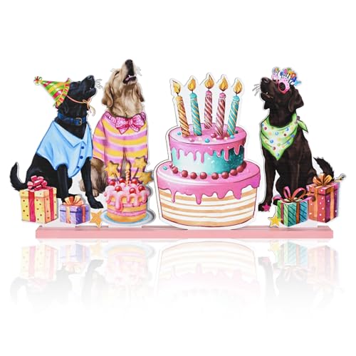 Smile Birthday Wooden Standing Decor Dog Party Cake Tiered Tray - style: Birthday