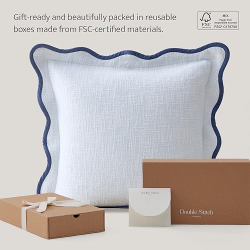 Double Stitch 100% Cotton Scalloped Throw Pillow Covers, Arctic Blue - color: Arctic Blue, size: 20" x 20" (Pack of 1)