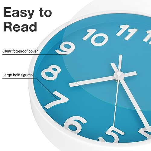 HIPPIH 10 Inch Wall Clock, 2Pack Silent Non Ticking Battery Operated Clocks - color: Blue, size: 10 inches