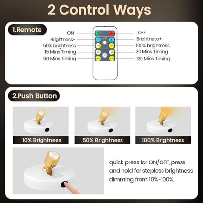 Rechargeable Spotlight, Battery Operated Picture Lights with Remote - color: chargeable White+G