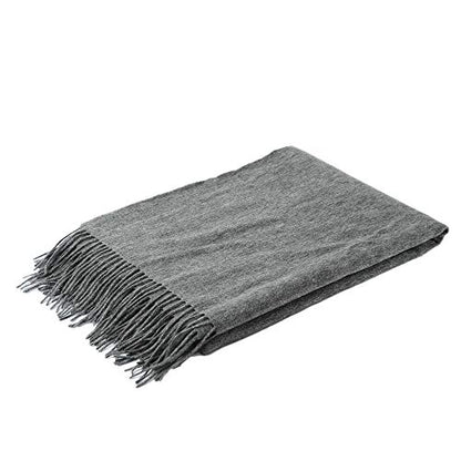 CUDDLE DREAMS Premium Cashmere Throw Blanket with Fringe (Gray) - color: Gray