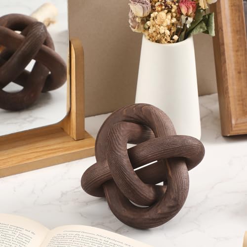 Yalikop 3 Link Wood Knot Decor Rustic Table Shelf Accents, Black Walnut - color: Black Walnut