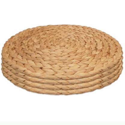 Round Woven Placemats Set of 4，Rattan Placemats Natural Hand-Woven Water Hyacinth Placemats Farmhouse Weave Place Mats Table Mats for Dining, Table,Kitchen,Wedding - size: 13 inch (Set of 4)