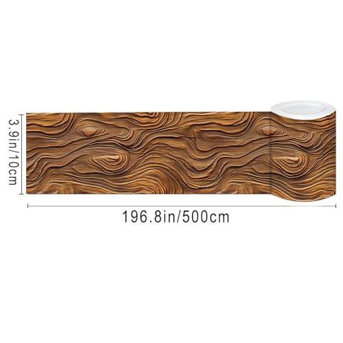 IVN Wallpaper Border Peel and Stick Wall Rustic Wood Grain 4x196 Inch - color: Rustic Wood Grain