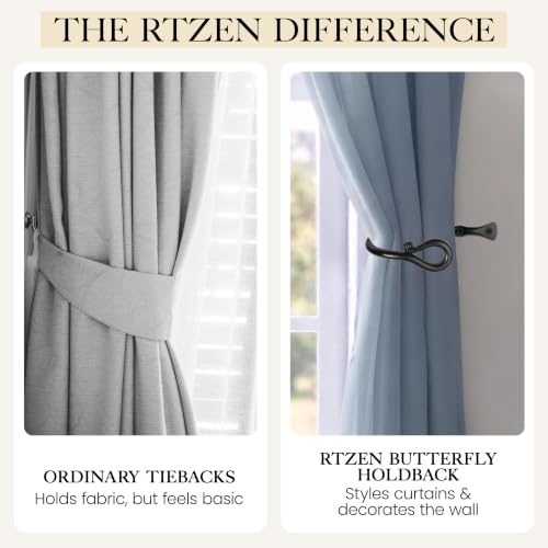 RTZEN Metal Curtain Tiebacks, Drapery Holders for Wall, 2 Pcs - size: Medium, style: Loophole