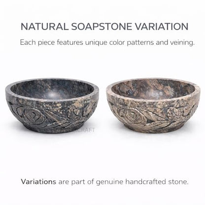 Marble Soapstone Smudge Pot Stone Bowl, 5 Inch