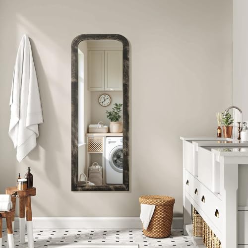 AAZZKANG Hanging Mirror Full Length Large Rectangle Wooden Framed 43"x14" - color: Pitchdark, size: 43"L x 14"W