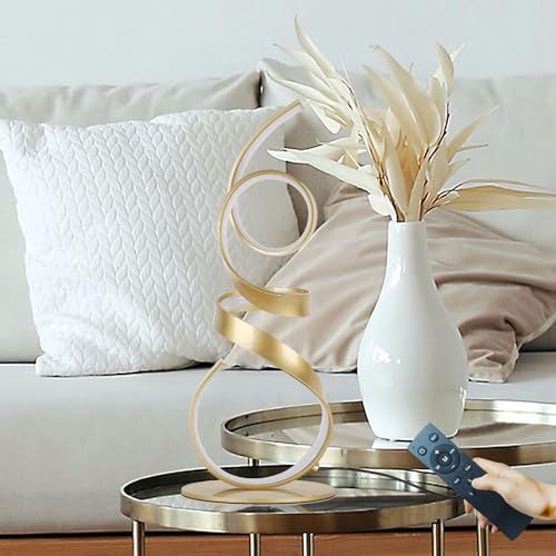 20W 2700LM 3 Colors Dimmable with Remote LED Art Table Lamp 21.6 Inch Height with Touch Switch for Living Room,Bedroom(Gold) - color: Gold