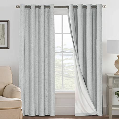 H.VERSAILTEX 100% Blackout Curtains for Bedroom, Thermal Insulated Linen Textured Curtains Heat and Full Light Blocking Drapes Living Room Curtains 2 Panel Sets, Glacier Gray, 52x84 Inch - color: Glacier Gray, size: 52"W x 84"L (Pack of 2)