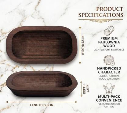 4 Pack 9.5x5.5 Inch Wooden Dough Bowls for Candle Making