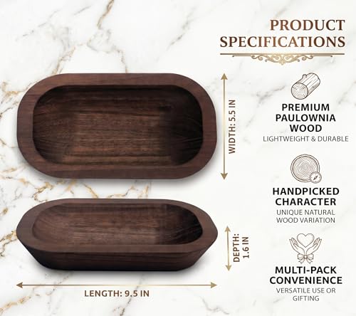4 Pack 9.5x5.5 Inch Wooden Dough Bowls for Candle Making