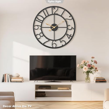 Pytha Sight 30 Inch Black Large Arabic Numeral Wall Clocks for Living Room - color: Black Arabic, size: 30 Inch