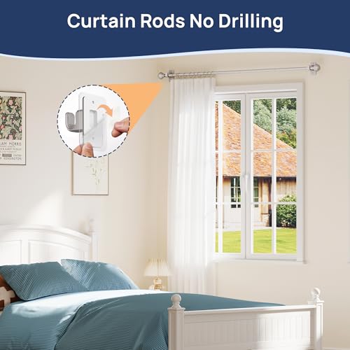ENJOYBASICS Curtain Rods No Drilling for Renter, 28-60" Adjustable, Nickel - color: Nickel, size: 27-65"