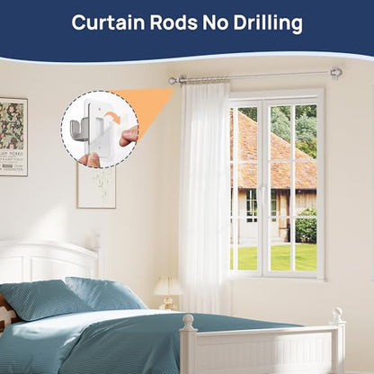 ENJOYBASICS Curtain Rods No Drilling for Renter, 28-60" Adjustable, Nickel - color: Nickel, size: 27-65"