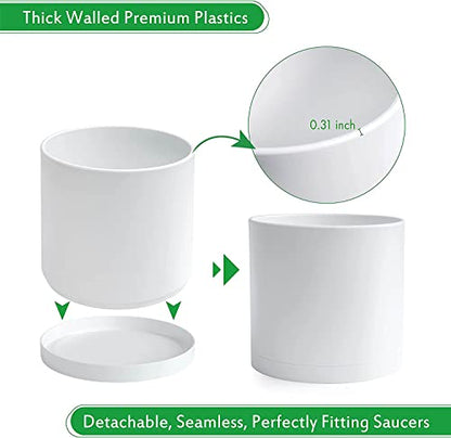 D'vine Dev Plastic Planter Pot with Saucer, 10 in, White Color, 74-X-A-2 - color: Matte White, size: 10"
