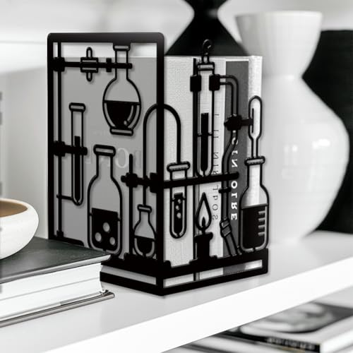 Peacoblue 5.5"x4.3"x8.3" Metal Bookends, Heavy Duty Book Ends for Shelves - style: Chemistry Experiment