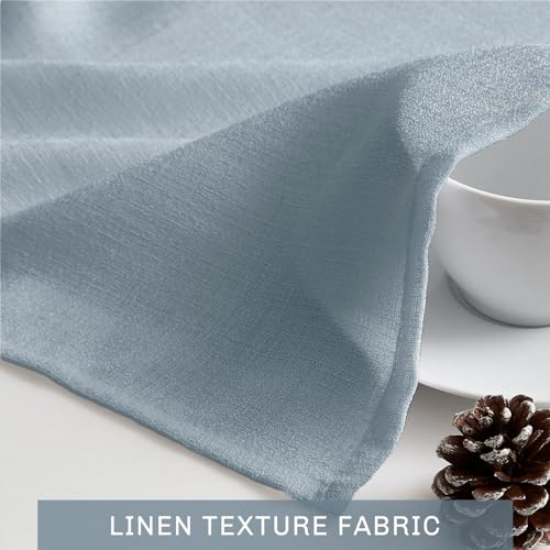 Melodieux Dusty Blue Semi Sheer Curtain Valance for Kitchen Cafe Small Windows Linen Rustic Rod Pocket Valance, 52 by 18 Inch, 1 Panel - color: Dusty Blue, size: 52"W x 18"L (Pack of 1)