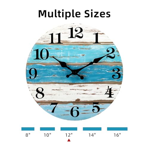 CHYLIN Wall Clock Beach 12" Coastal Silent Non-Ticking Battery Operated - color: A-blue,white, size: 12 Inch